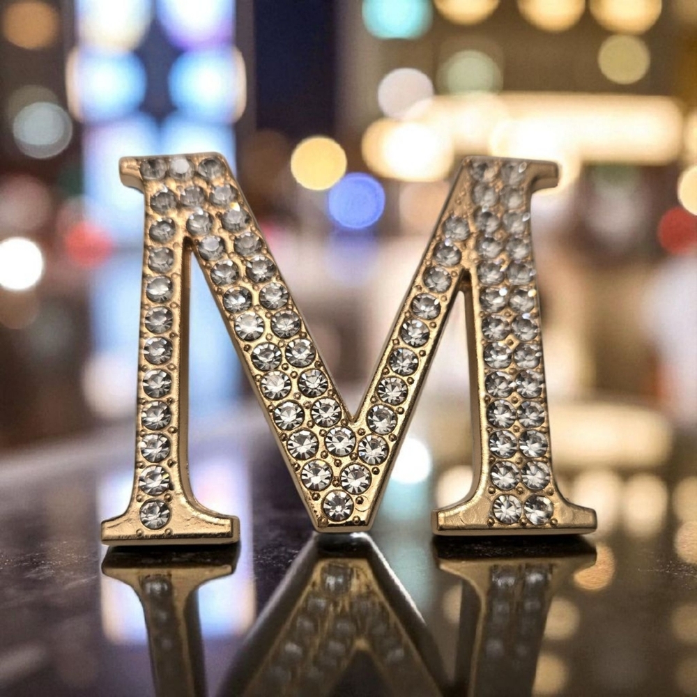 🔥Gold and Silver Rhinestone Letter "M" Brooch🔥